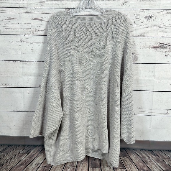 J Jill Womens Sweater Plus Size 4X Blue Gray 3/4 Sleeve knit pop over round neck - Picture 5 of 11